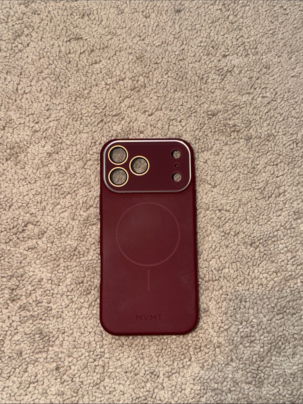 MVMT Deep Burgundy Magnetic iPhone Case with Gold Camera Ring/Lens Protector